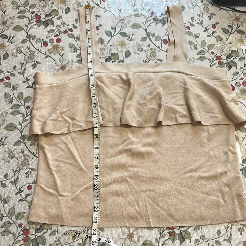 Express Tank Ruffle Cream Layered Top - Picture 3 of 6